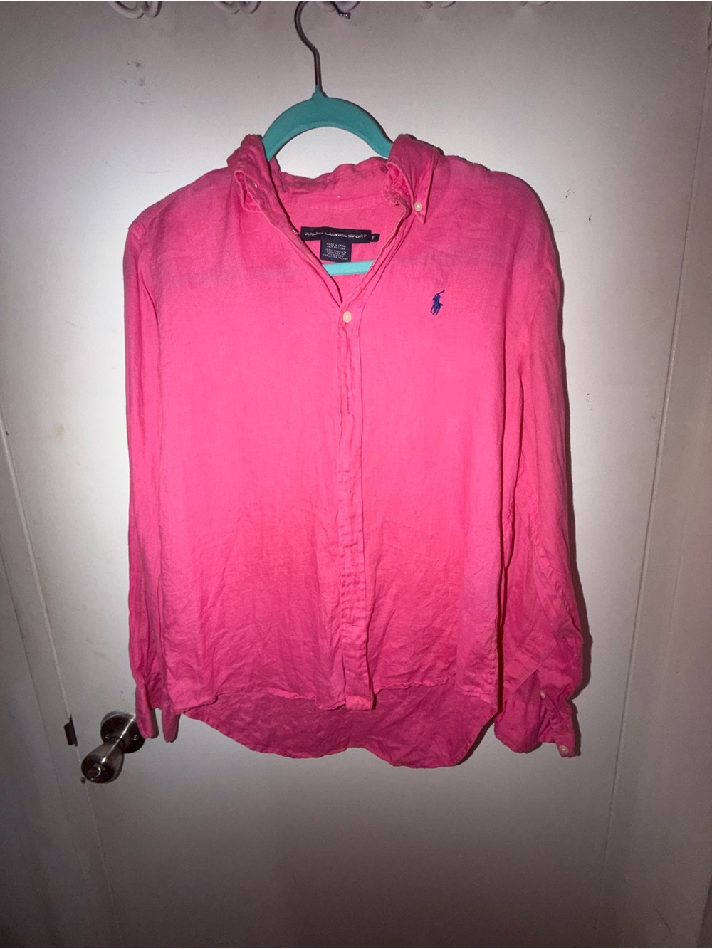 POLO RALPH LAUREN FUCHSIA PINK LINEN  BUTTON DOWN